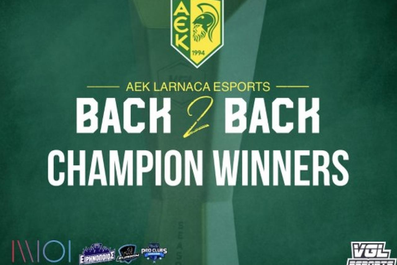 2ο σερί πρωτάθλημα για AEK Larnaca Esports!